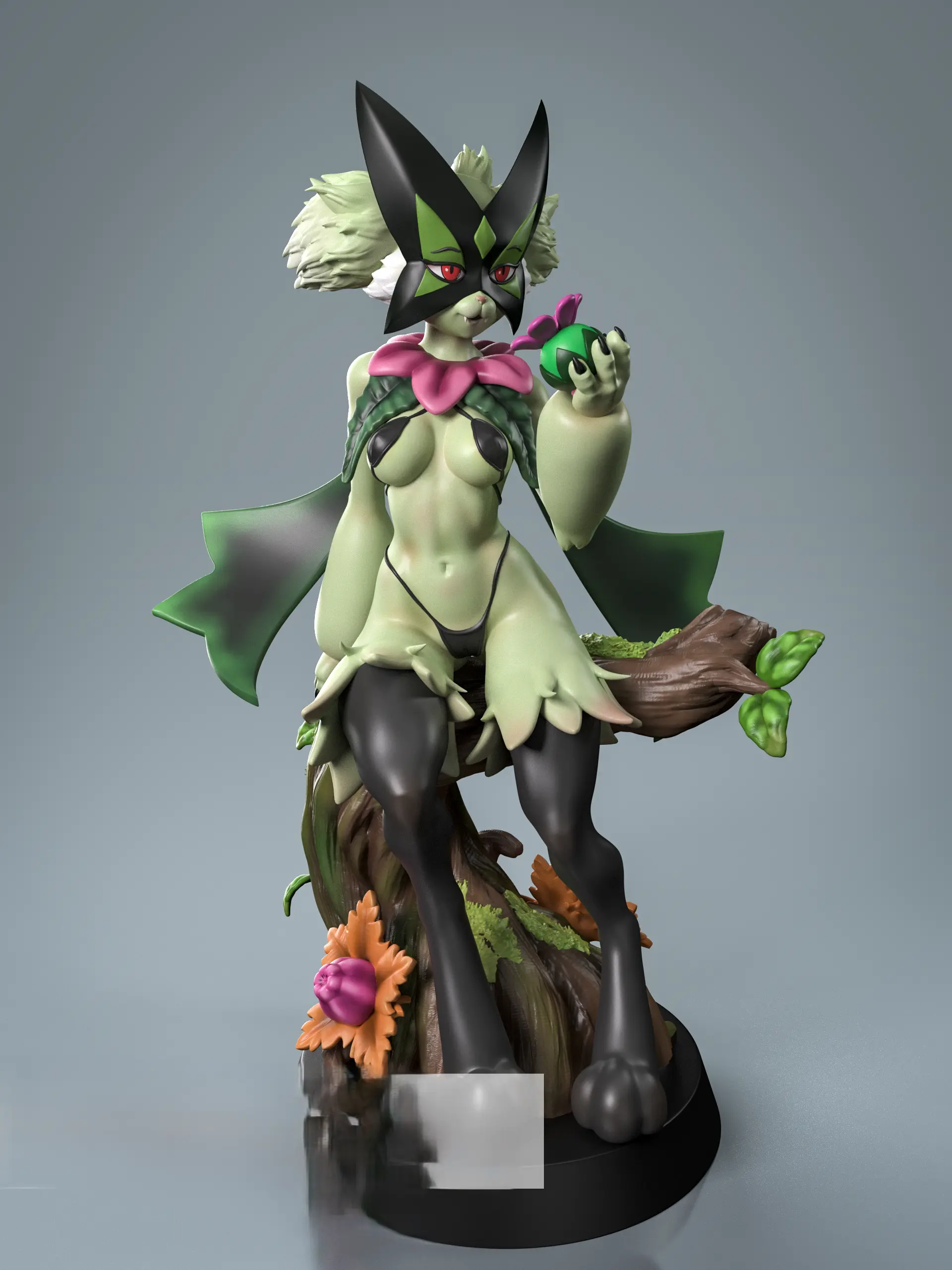 Meowscarada Statue | Pokemon Fan Art by Anyonensfw SFW,NSFW,Futa 3d printed,3d printed statue,nsfw statue,futa statue,furry statue,Meowscarada Statue,Pokémon Statue,futa figurines,futanari figurines,futanari statue