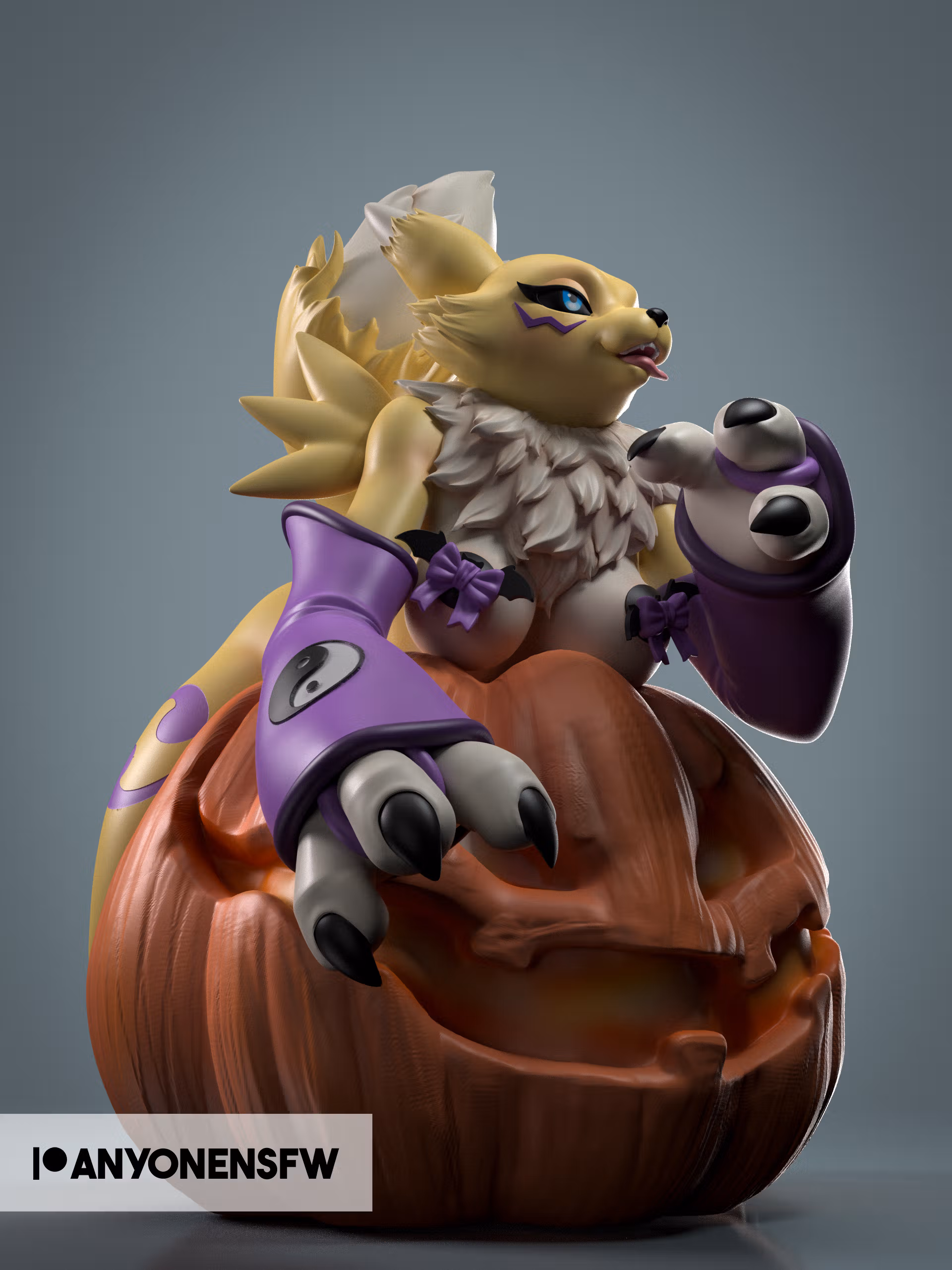 Renamon In The Pumpkin Statue | Digimon Fan Art by Anyonensfw SFW,NSFW 3d printed statue,3d printed,nsfw statue,3d printed figure,furry statue,Renamon Statue,Digimon