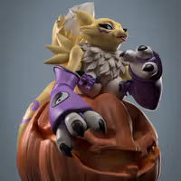 Renamon In The Pumpkin Statue | Digimon Fan Art by Anyonensfw SFW,NSFW 3d printed statue,3d printed,nsfw statue,3d printed figure,furry statue,Renamon Statue,Digimon