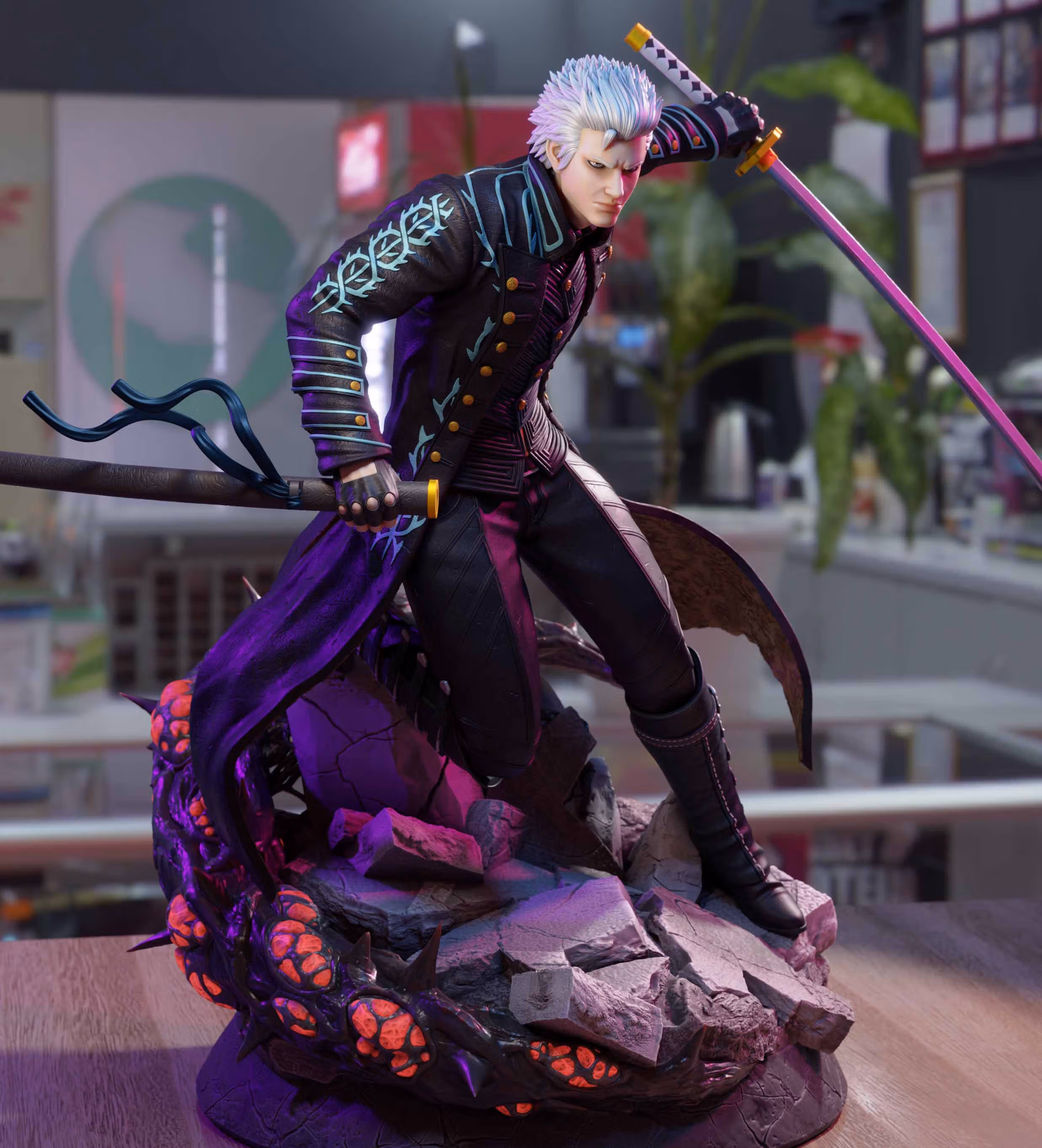 Vergil Statue | Devil May Cry Fan Art by 3Dmoonn SFW 3d printed,3d printed statue,Vergil Statue,Devil May Cry statue,3d printed figure