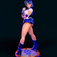 Sailor Mercury Statue | Sailor Moon Fanart von Azaak3d SFW 3d printed statue,3d printed,sfw statue,Sailor Moon statue,Sailor Mercury statue