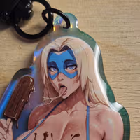 Porte-clés Blonde Blazer Bikini | Dispatch Porte-clés acrylique SFW Blonde Blazer keychain,Dispatch keychain,sfw keychain