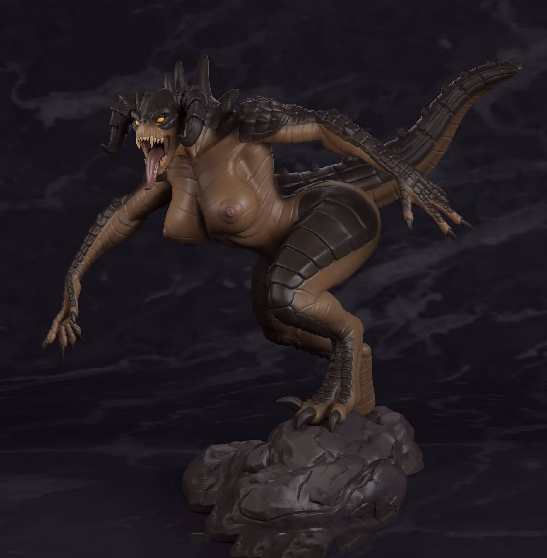 Deathclaw Furry Statue | Fallout Fan Art by PolyBitsArt SFW,NSFW,Futa 3d printed statue,3d printed,3d printed figure,Fallout Statue,Deathclaw Statue,nsfw statue,futa figurines,futanari figurines,futanari statue,futa statue