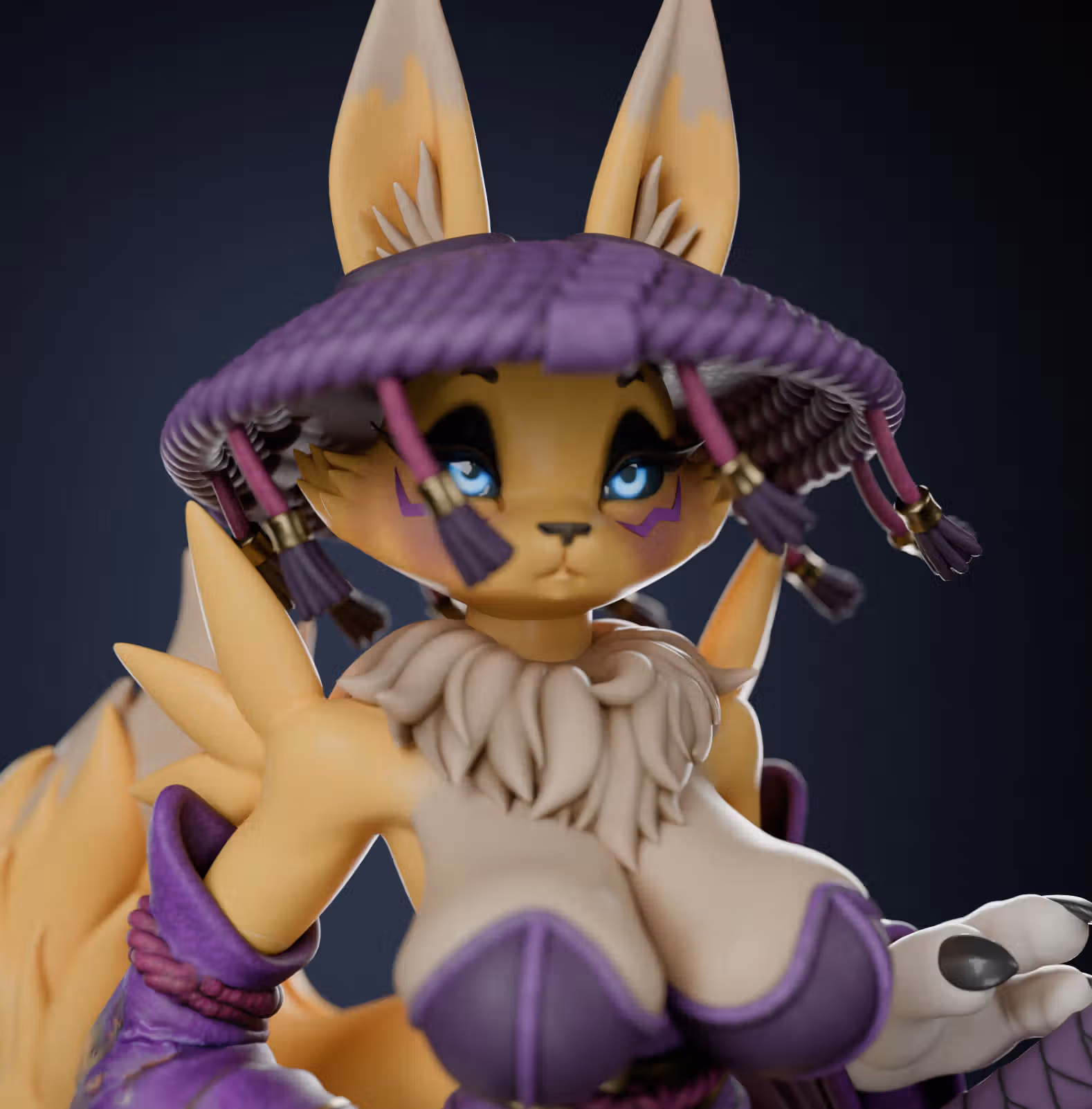 Renamon Samurai Furry Statue | Digimon Fan Art by Anyonensfw SFW,NSFW,Futa 3d printed,3d printed statue,nsfw statue,futa statue,furry statue,Renamon Statue,Digimon Statue,futa figurines,futanari figurines,futanari statue