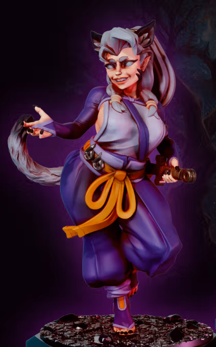 Nisha Tiger Girl Miniature | DnD Fan Art by Gaz Minis SFW,NSFW 3d printed,miniature,dnd miniature,Nisha Tiger Girl,3d printed miniature,nsfw miniature