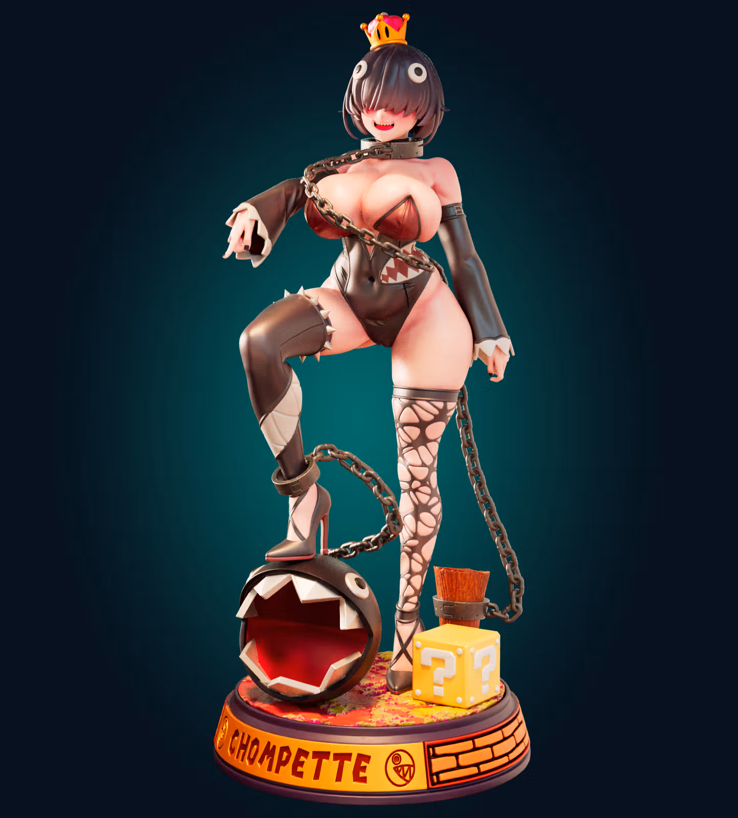 Statue Princess Chompette | Super Mario Fan art par Officer Rhu SFW,NSFW,Futa 3d printed,3d printed figure,Princess Chompette statue,futa statue,Super Mario statue,nsfw statue,futa figurines,futanari figurines,futanari statue