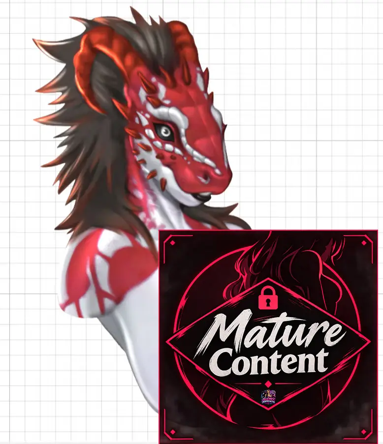 Pegatina Red Dragon Bust Furry Girl | Original Pegatina de vinilo NSFW furry sticker,nsfw sticker,stickers,red dragon furry