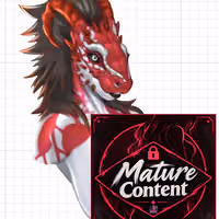 Red Dragon Bust Furry Girl Sticker | Original Vinyl-Sticker NSFW furry sticker,nsfw sticker,stickers,red dragon furry