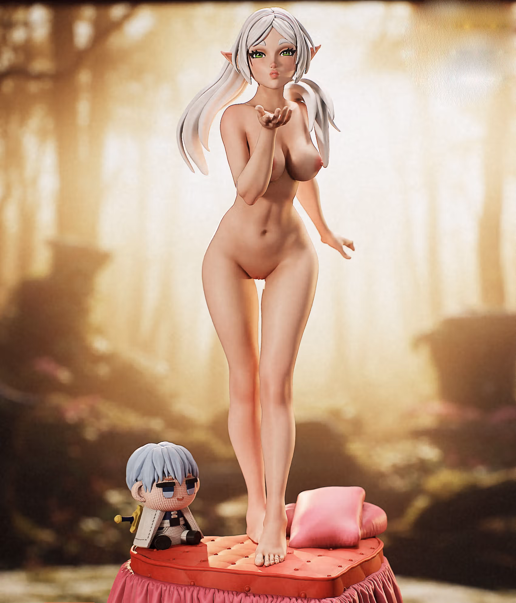 Frieren Statue | Frieren: Beyond Journey's End Fan Art by PEACHFIGURE SFW,NSFW 3d printed,3d printed statue,Frieren Statue,Frieren: Beyond Journey's End statue,nsfw statue