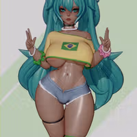 Hatsune Miku Brazilian Statue | Vocaloid Fanart von Rushzilla SFW,NSFW 3d printed statue,3d printed,3d printed figure,Zenless Zone Zero Statue,Hatsune Miku Brazilian Statue,nsfw statue