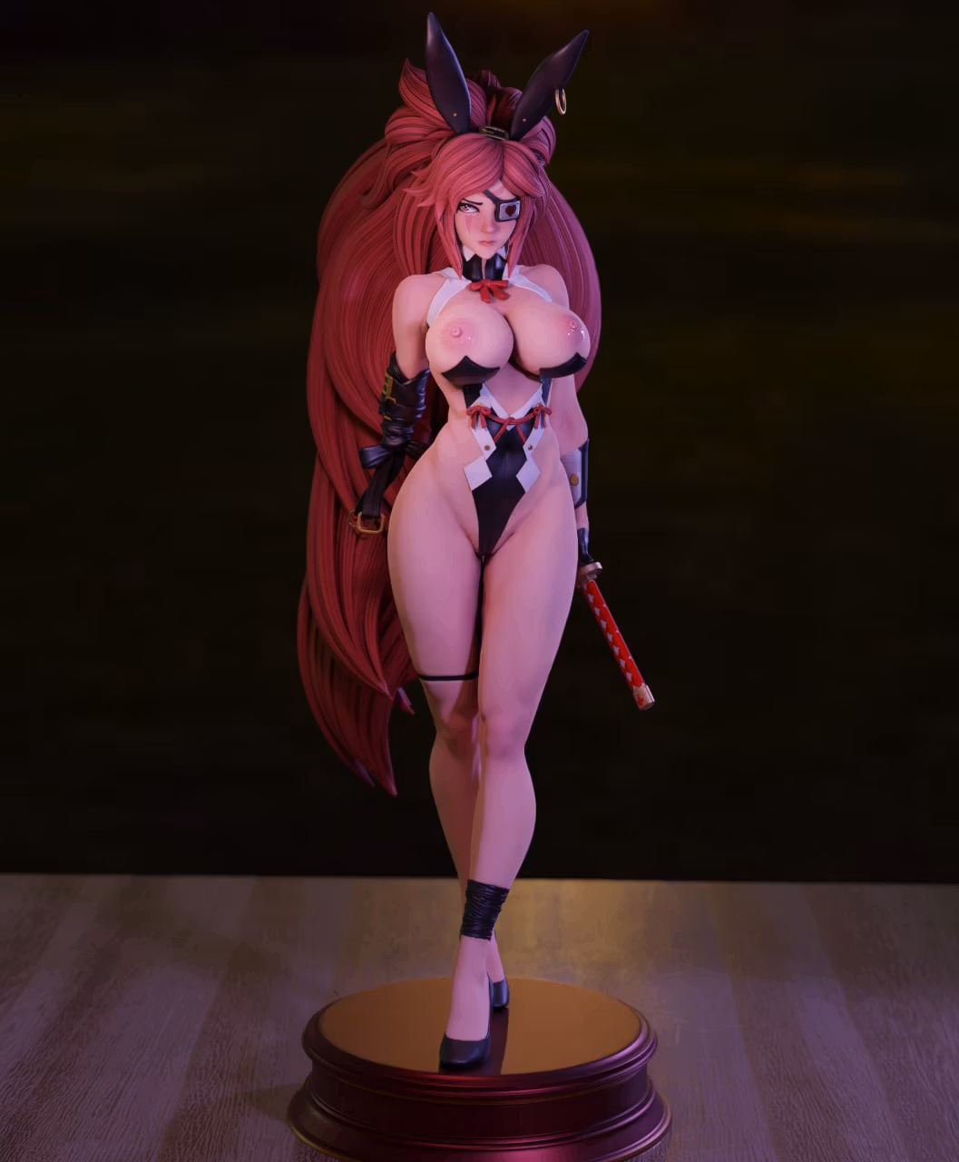 Estatua Baiken Bunny | Guilty Gear Fan art por Momoji3d SFW,NSFW 3d printed,3d printed statue,nsfw statue,Guilty Gear statue,Baiken Bunny statue