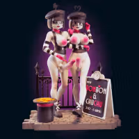 Bonbon and Chuchu Statue | Derpixon Fan Art by Officer Rhu SFW,NSFW,Futa 3d printed,Bonbon and Chuchu statue,futa statue,Derpixon statue,furry statue,nsfw statue,futa figurines,futanari figurines,futanari statue