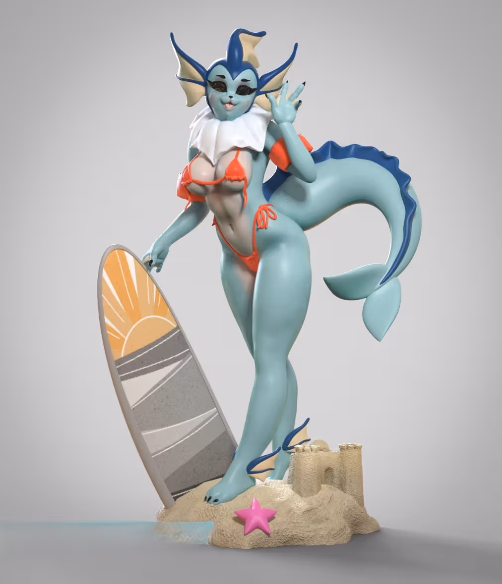 Statue Vaporeon Eevee | Pokemon Fan art par Anyonensfw SFW,NSFW,Futa 3d printed,3d printed statue,nsfw statue,futa statue,furry statue,Vaporeon Statue,Pokémon Statue,futa figurines,futanari figurines,futanari statue