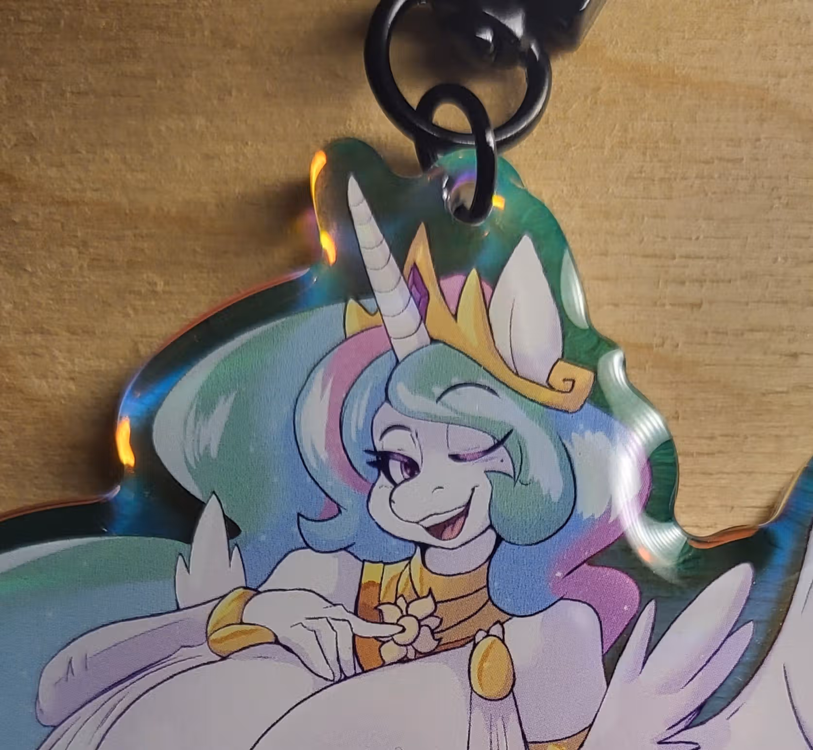 Princess Celestia V3 Furry Keychain | My Little Pony Acrylic Keychain SFW My Little Pony,Princess Celestia Keychain,furry keychain,sfw keychain