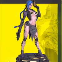 Statua Jinx Cyberpunk | Arcane Fan art di OXO3D SFW,NSFW 3d printed statue,Arcane statue,3d printed,Jinx Cyberpunk Statue,3d printed figure,nsfw statue