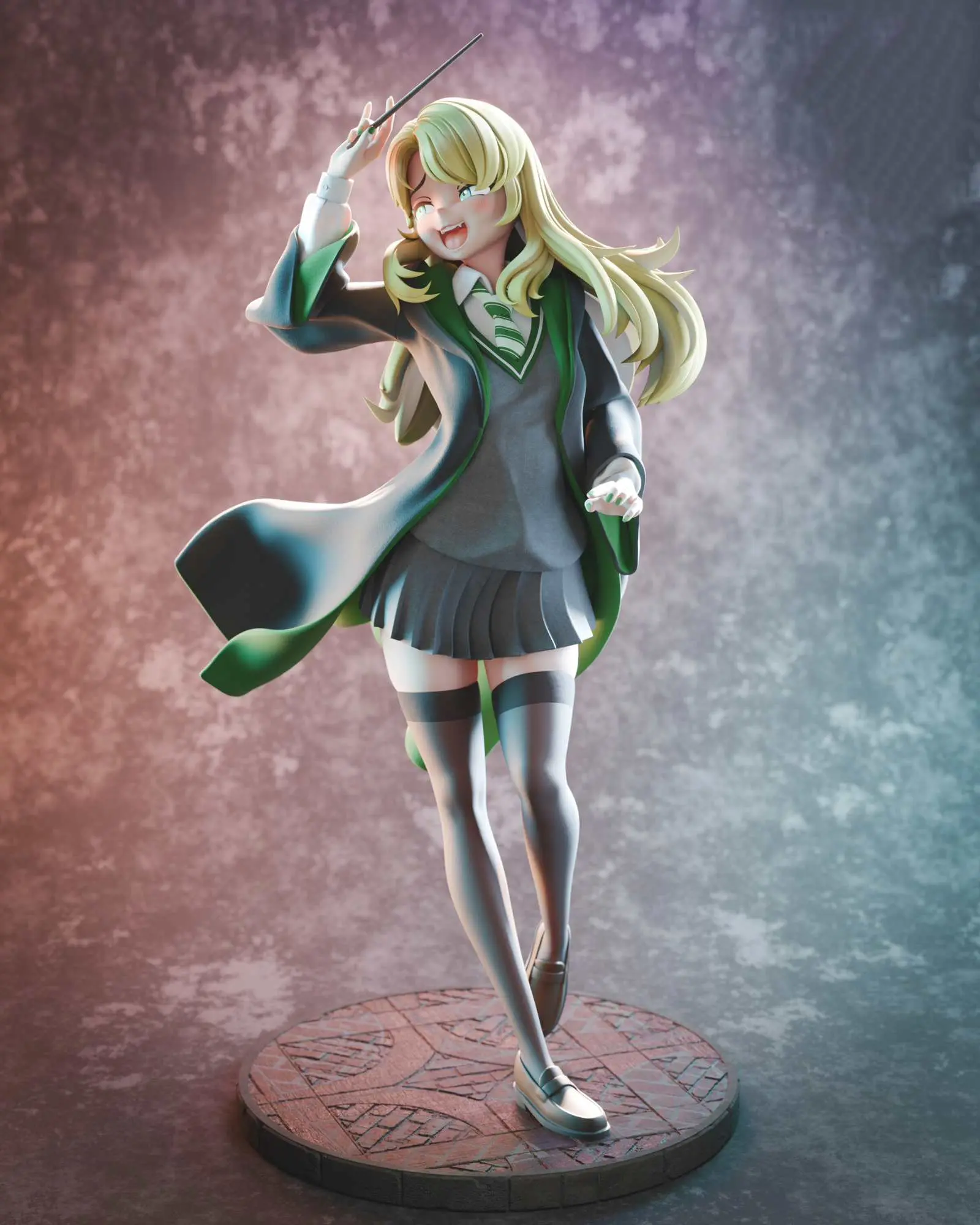 Draco Malfoy Anime Girl Statue | Harry Potter Fan Art by Chyvak SFW,NSFW 3d printed figure,3d printed,Draco Malfoy Statue,Harry Potter statue,nsfw statue