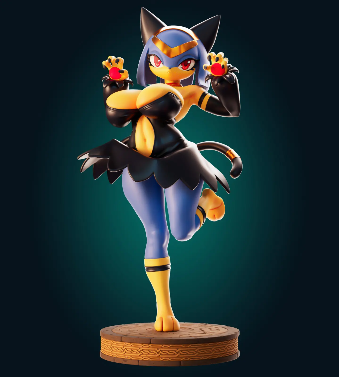 Statue Sekhmet Furry | Palworld Fan art par Officer Rhu SFW,NSFW,Futa 3d printed statue,3d printed,3d printed figure,Sekhmet Statue,Palworld Statue,nsfw statue
