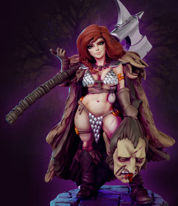 Troll Hunter Tanya Red Miniature | DnD Fan Art by Gaz Minis SFW,NSFW 3d printed,miniature,dnd miniature,nsfw miniature,Troll Hunter Tanya Red,3d printed miniature