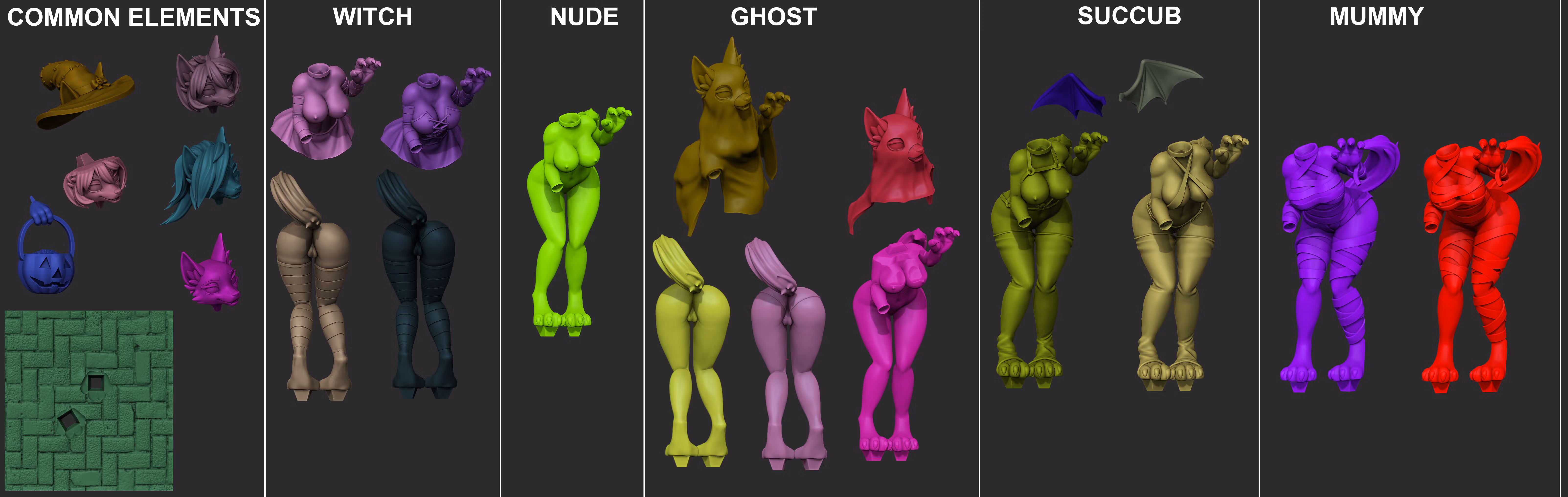 Wolfy Hallowen Statue | Original Fan Art by bosman697 SFW,NSFW null