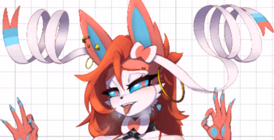 Sylveon furry girl Sticker | Pokemon Vinyl Sticker SFW,NSFW sylveon sticker,furry sticker,Pokémon stickers,NSFW stickers,SFW stickers