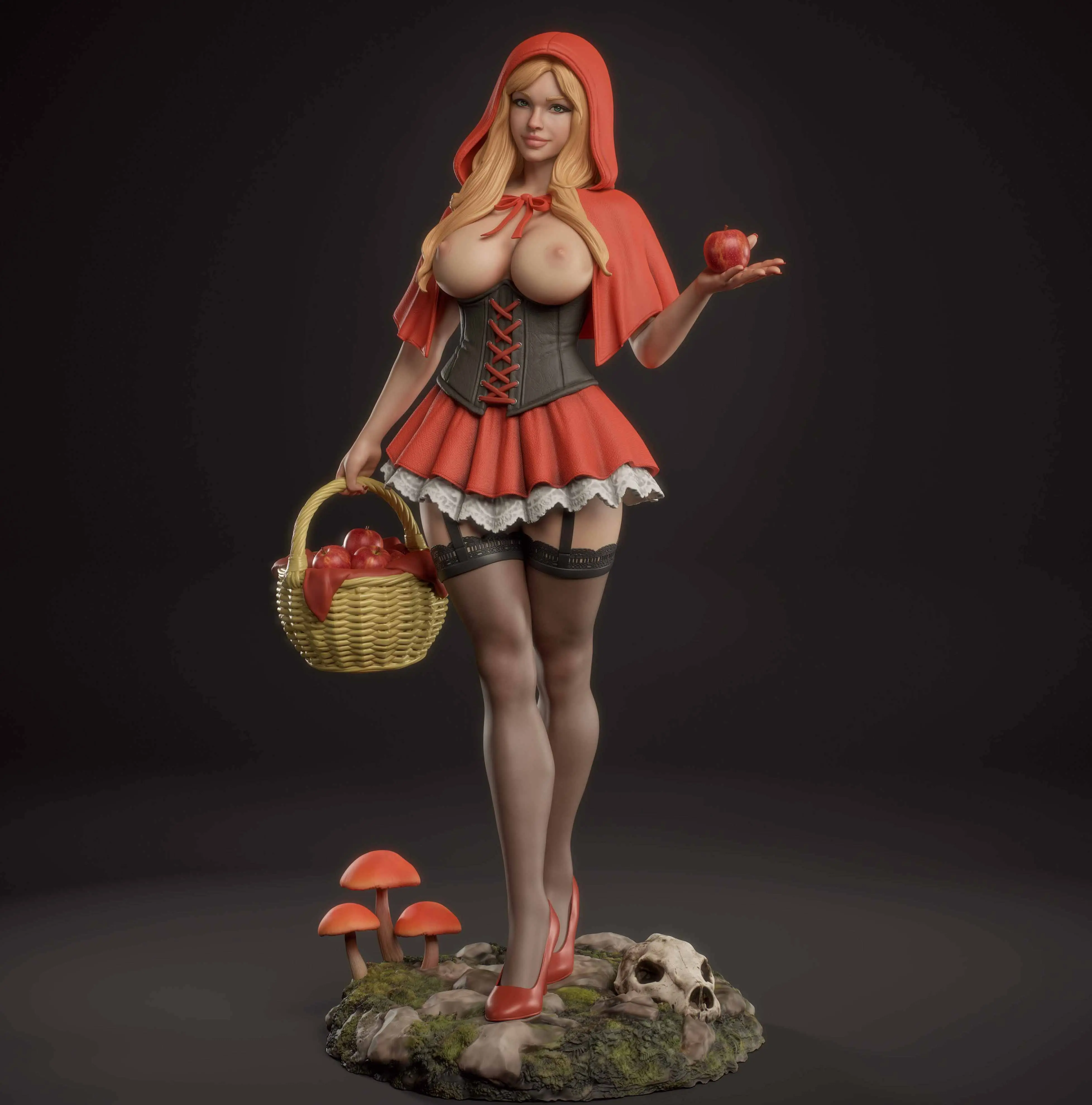 Red Riding Hood Statue | Fairy Tales Fanart von Abe3D SFW,NSFW 3d printed statue,Red Riding Hood Statue,Fairy Tales statue,3d printed figure,3d printed,nsfw statue