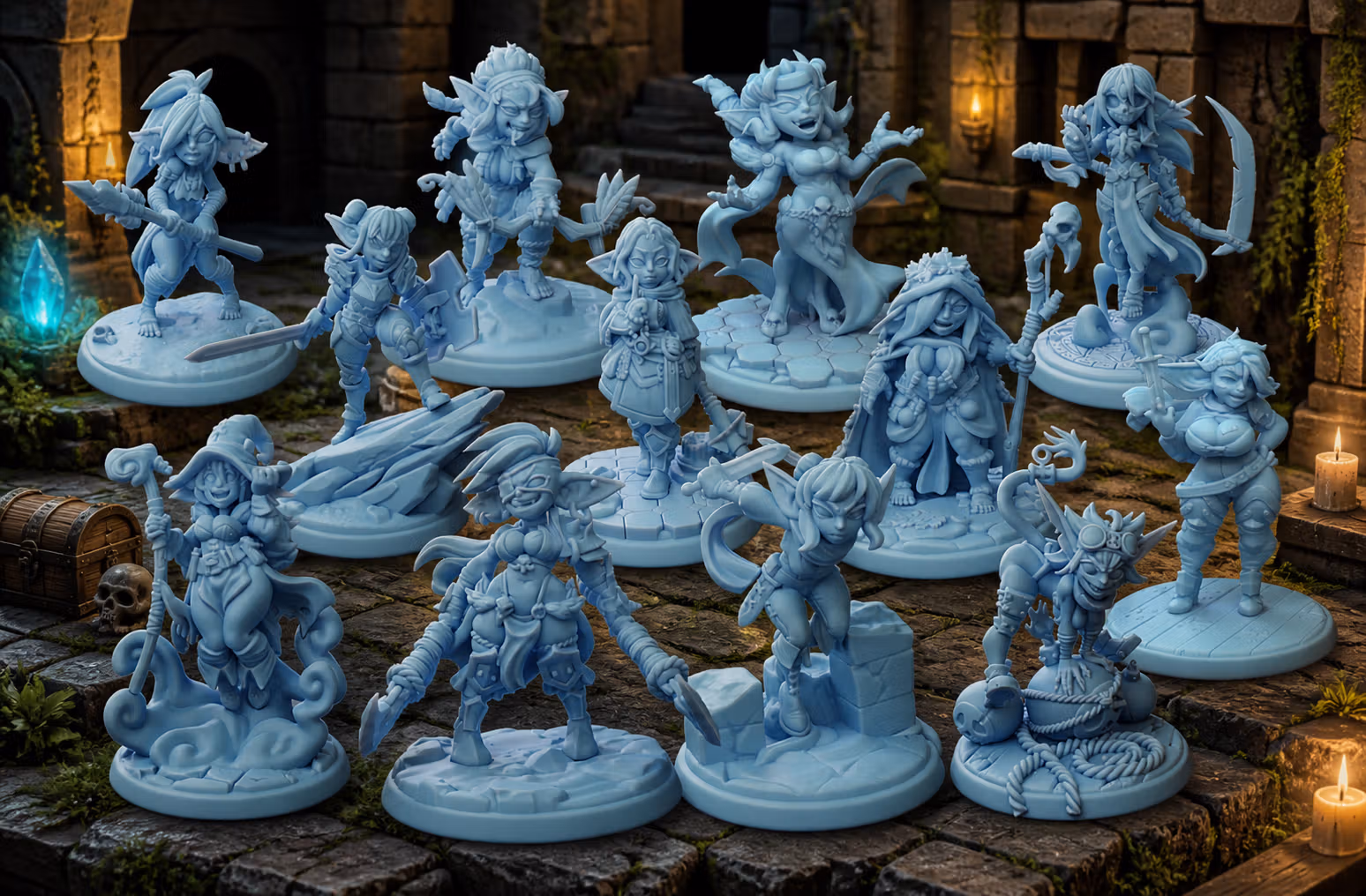 Goblin Team v1 Miniature Pack | DnD Fan Art by Twin Goddess Miniatures SFW 3d printed,goblin miniature,3d printed miniature,sfw miniature,Warrior Goblin,Goblin Girl Team