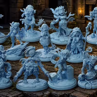 Goblin Team v1 Miniature Pack | DnD Fan Art by Twin Goddess Miniatures SFW 3d printed,goblin miniature,3d printed miniature,sfw miniature,Warrior Goblin,Goblin Girl Team