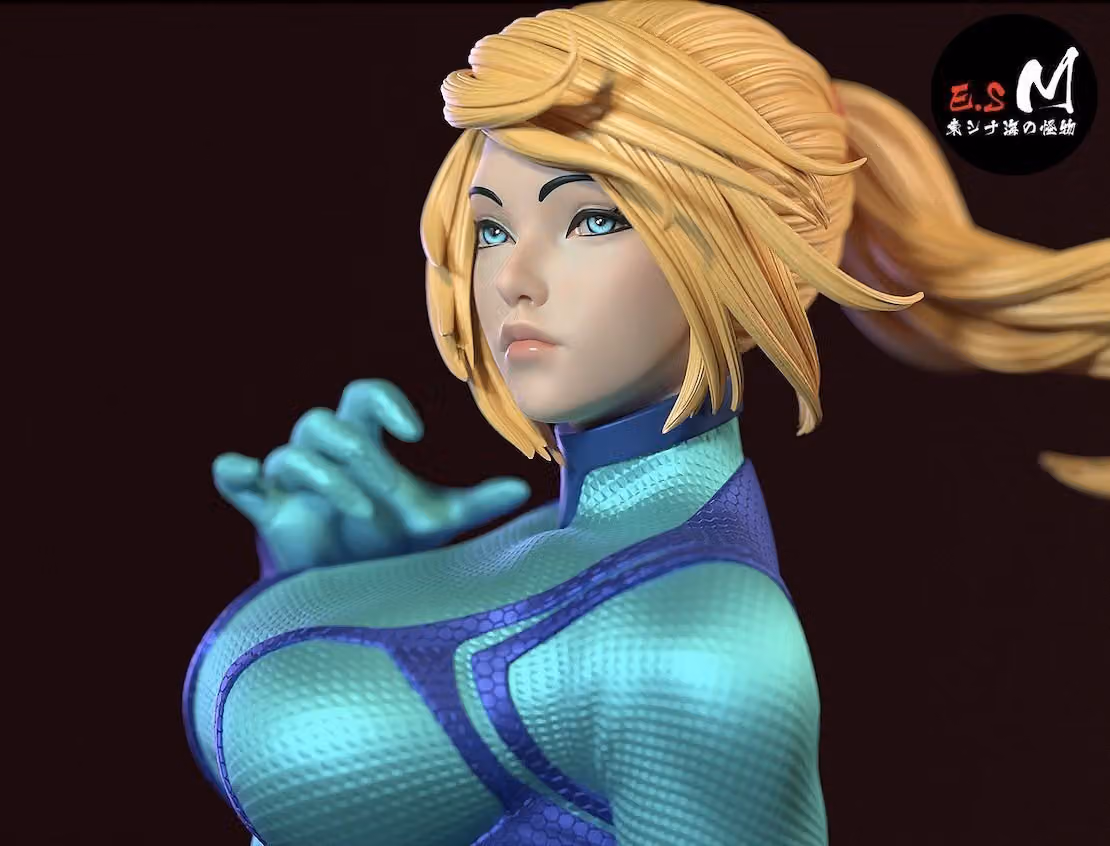 Samus Aran Statue | Metroid Fan Art by E.S Monster SFW 3d printed statue,3d printed,3d printed figure,Samus Aran Statue,Metroid Statue