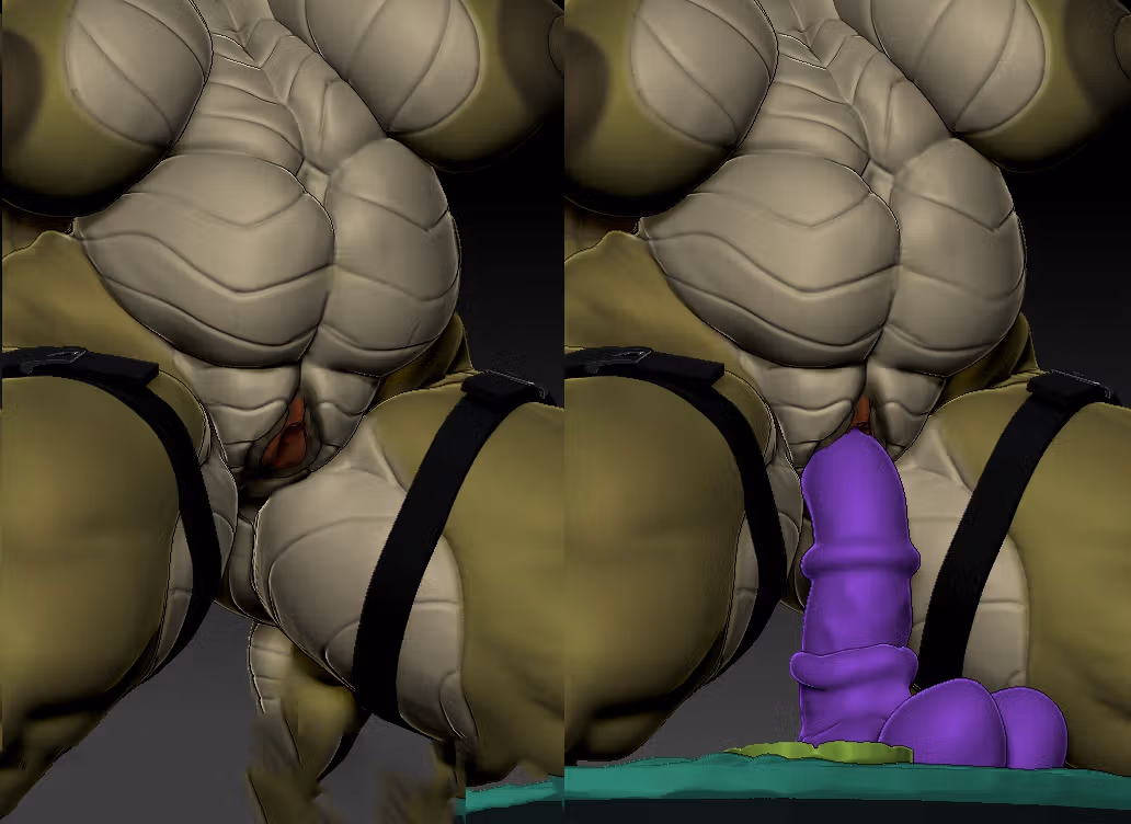 Cocodrile Trap Furry Statue | Original Fan Art by MorganMorningstar NSFW,Futa 3d printed statue,3d printed,3d printed figure,Cocodrile Trap Statue,Original Statue,futa statue,futa figurines,futanari figurines,futanari statue,nsfw statue,furry statue
