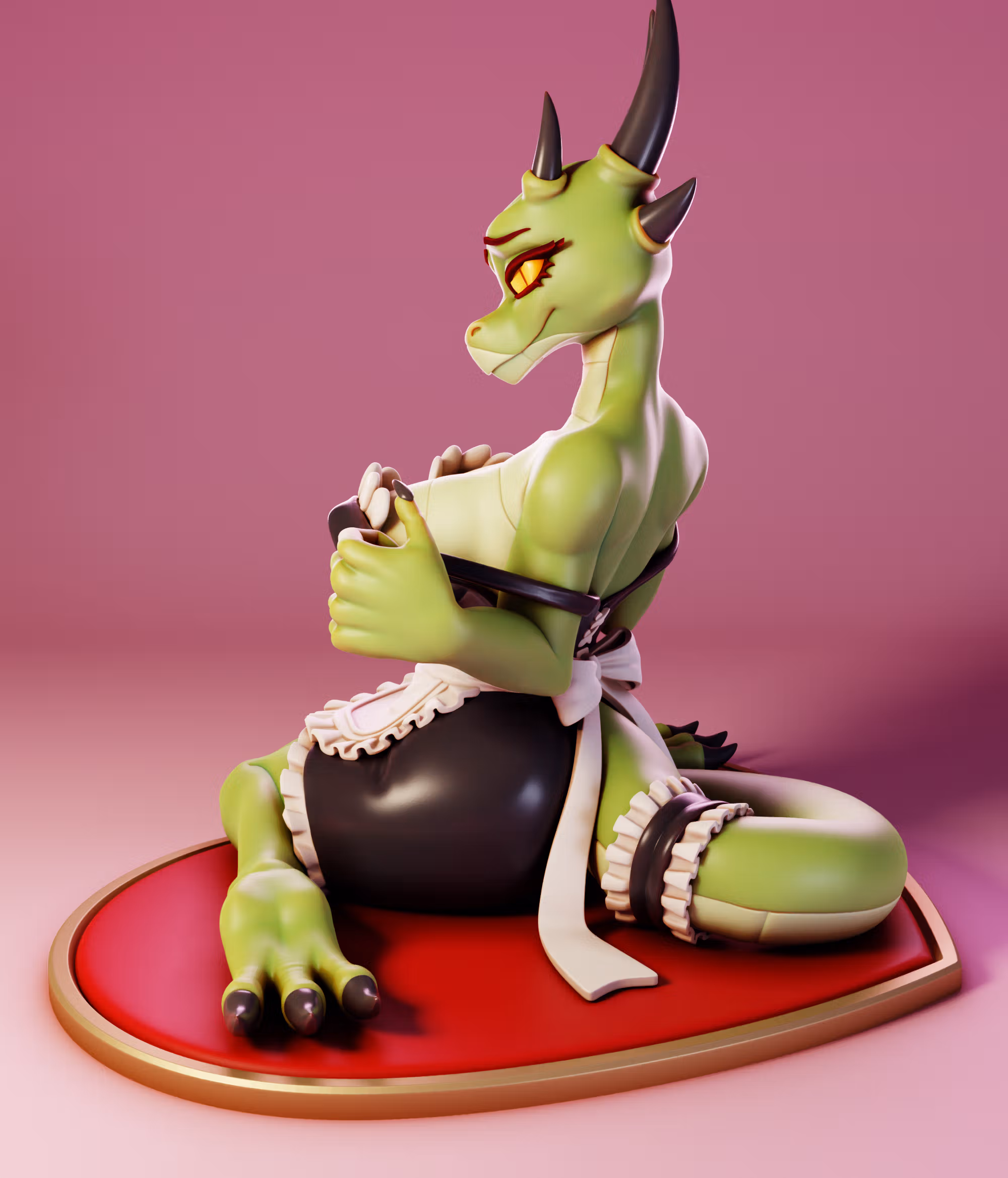 The Lusty Argonian v1 Maid Statue | Original Fan Art by Gray World SFW 3d printed statue,3d printed,Argonian Maid Statue,dragon statue,nsfw statue,3d printed figure