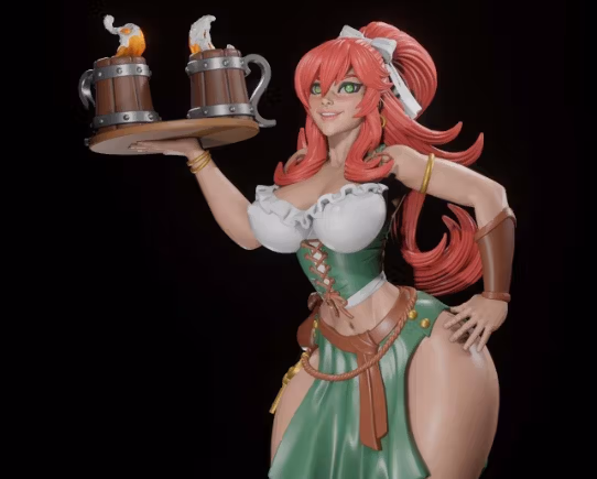 Barmaid Statue | Original Fan Art by Digital Dark SFW,NSFW,Futa 3d printed statue,3d printed,nsfw statue,3d printed figure,futa statue,futa figurines,futanari figurines,futanari statue,Barnaid girl statue