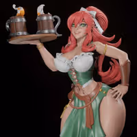 Barmaid Statue | Original Fan Art by Digital Dark SFW,NSFW,Futa 3d printed statue,3d printed,nsfw statue,3d printed figure,futa statue,futa figurines,futanari figurines,futanari statue,Barnaid girl statue