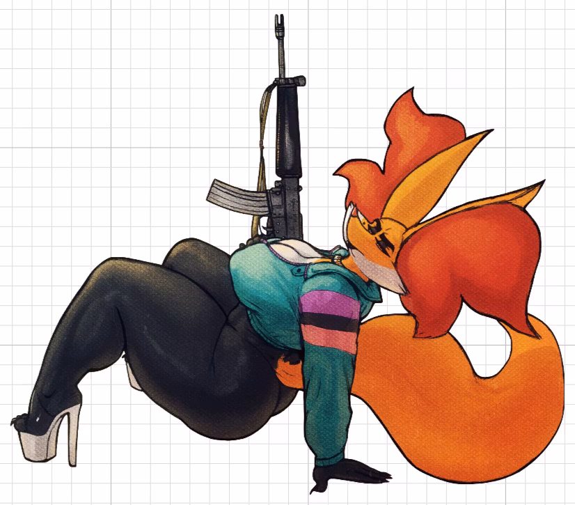 Delphox Guns Furry Sticker | Pokemon Vinyl Sticker SFW sfw sticker,stickers,Delphox Guns sticker,pokemon sticker,furry sticker