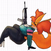 Delphox Guns Furry Sticker | Pokemon Vinyl Sticker SFW sfw sticker,stickers,Delphox Guns sticker,pokemon sticker,furry sticker