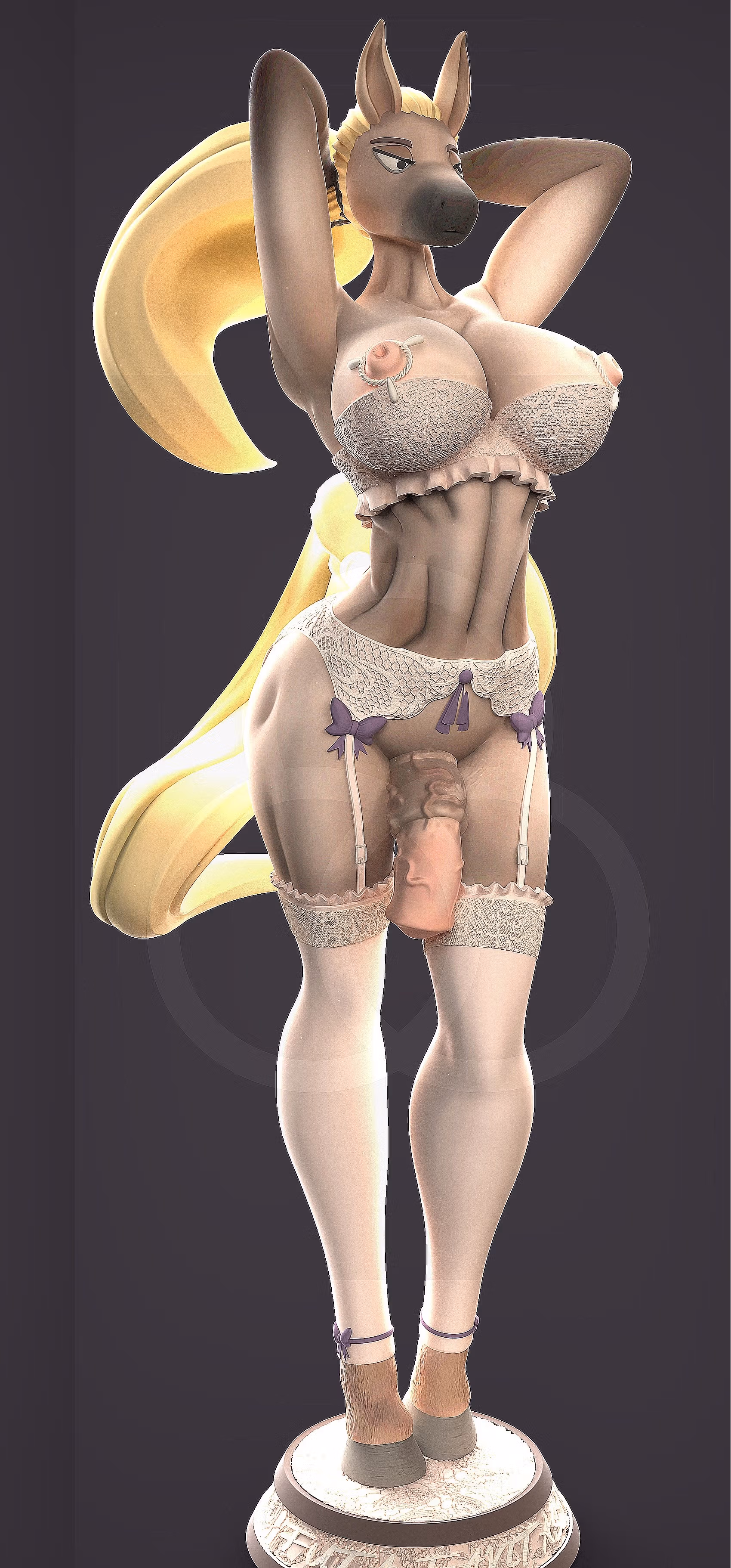 Shehorse Flaccid Futa Statue | Original Fan Art by FutaFantasy Futa 3d printed statue,3d printed,nsfw statue,3d printed figure,Shehorse Statue,futa statue,futa figurines,futanari figurines,futanari statue,original statue