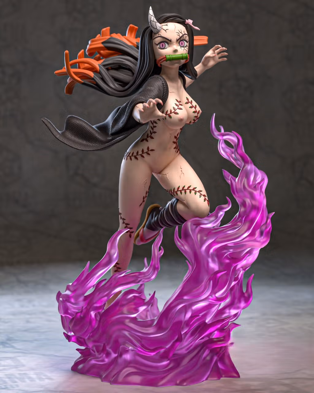 Nezuko Demon Awakened Statue | Demon Slayer Fan Art by Azerama SFW,NSFW 3d printed,3d printed statue,nsfw statue,Nezuko Demon statue,Demon Slayer statue