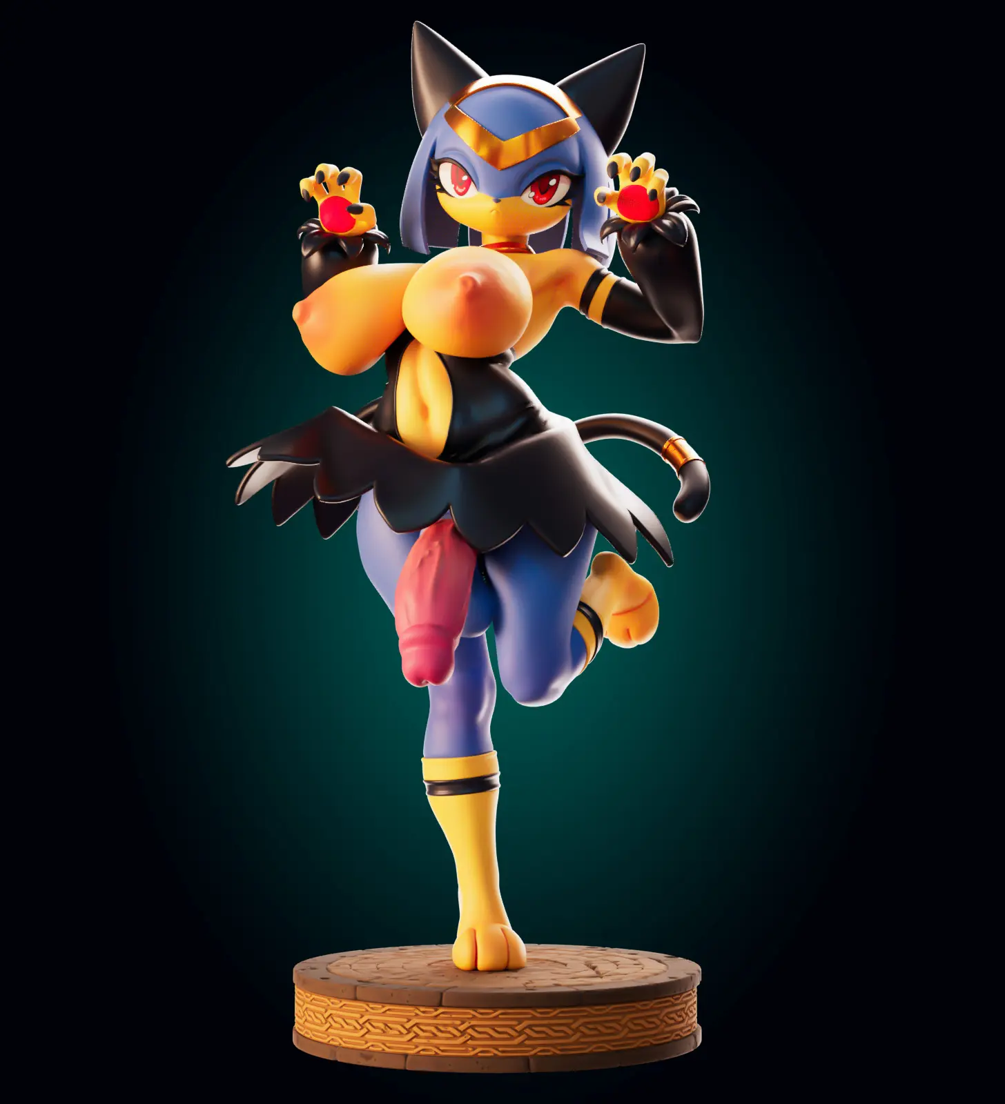 Statue Sekhmet Furry | Palworld Fan art par Officer Rhu SFW,NSFW,Futa 3d printed statue,3d printed,3d printed figure,Sekhmet Statue,Palworld Statue,nsfw statue