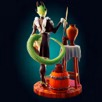 The Lusty Argonian Maid Statue | Original Fan Art by Officer Rhu SFW,NSFW,Futa 3d printed statue,3d printed,Argonian Maid Statue,dragon statue,nsfw statue,3d printed figure,futa figurines,futanari figurines,futanari statue,furry statue