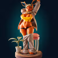 Eevee Chill Curvy Statue | Pokemon Fan Art by Officer Rhu SFW,NSFW,Futa 3d printed statue,3d printed,3d printed figure,Eevee Statue,Pokemon Statue,futa statue,futa figurines,futanari figurines,futanari statue,furry statue