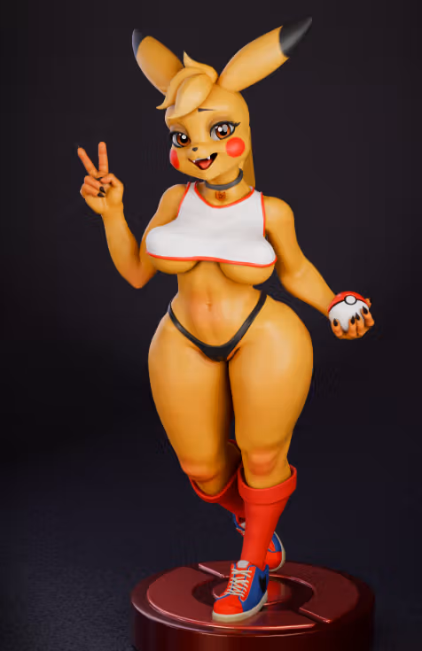 Pikachu Statue | Pokemon Fan Art by mowmaw NSFW,Futa 3d printed,Pikachu Statue,futa statue,pokemon statue,furry statue,nsfw statue,futa figurines,futanari figurines,futanari statue