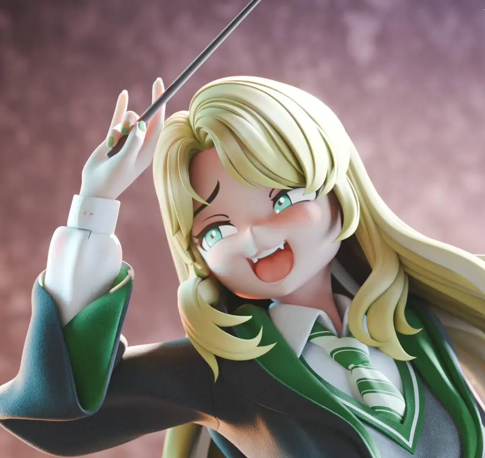 Draco Malfoy Anime Girl Statue | Harry Potter Fan Art by Chyvak SFW,NSFW 3d printed figure,3d printed,Draco Malfoy Statue,Harry Potter statue,nsfw statue