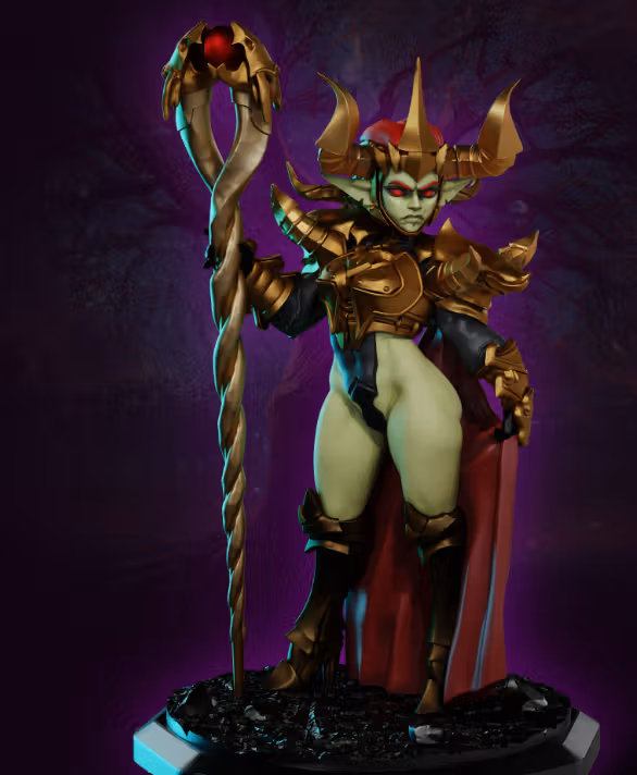 Sorceress Zelena Goblin Miniature | DnD Fan Art by Gaz Minis SFW,NSFW 3d printed,miniature,dnd miniature,Sorceress Zelena Goblin,3d printed miniature,nsfw miniature