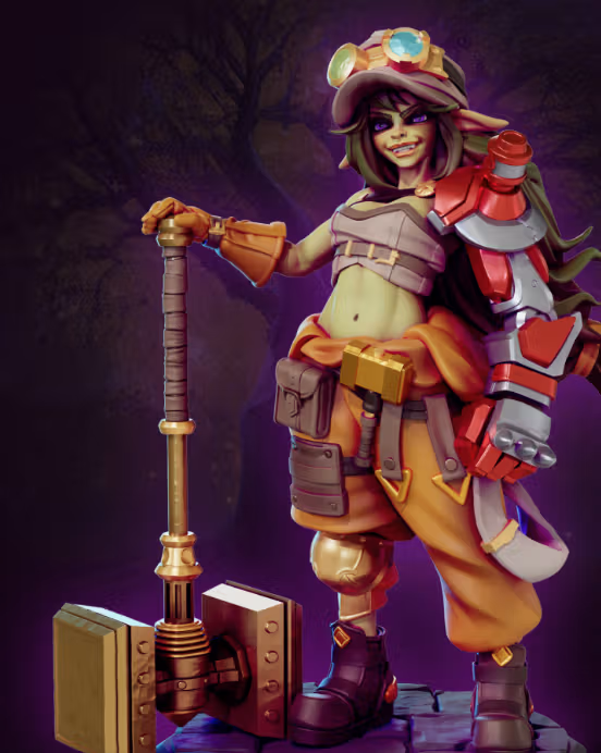 Morigan the Goblin mechanic Miniature | DnD Fan Art by Gaz Minis SFW,NSFW 3d printed,miniature,dnd miniature,Morigan the Goblin mechanic,3d printed miniature