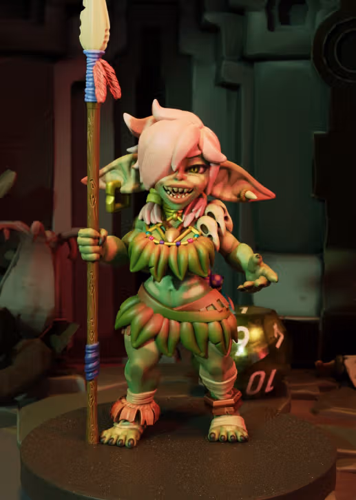 Amazonian Goblin Forager Miniature | DnD Fan Art by Jigglystix SFW 3d printed,miniature,dnd miniature,Amazonian Goblin Forager,3d printed miniature