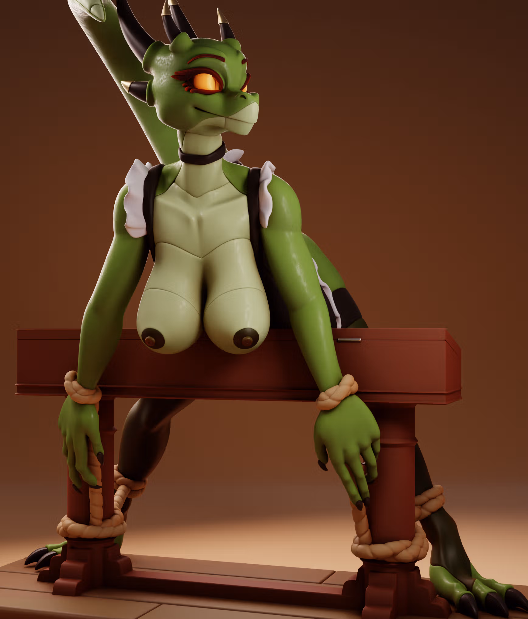 The Lusty Argonian v2 Maid Statue | Original Fan Art by Gray World NSFW 3d printed statue,3d printed,Argonian Maid Statue,dragon statue,nsfw statue,3d printed figure