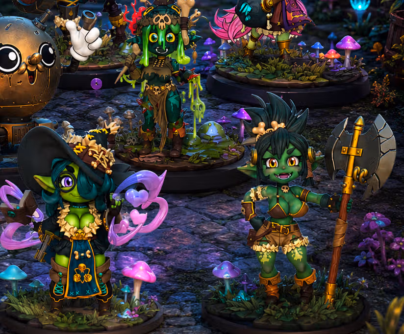 Goblin Team Gobettes Miniature Pack | DnD Fan Art by RoninArtsWorkshop SFW 3d printed,goblin miniature,3d printed miniature,sfw miniature,Warrior Goblin,Goblin Girl Team,Gobettes miniature