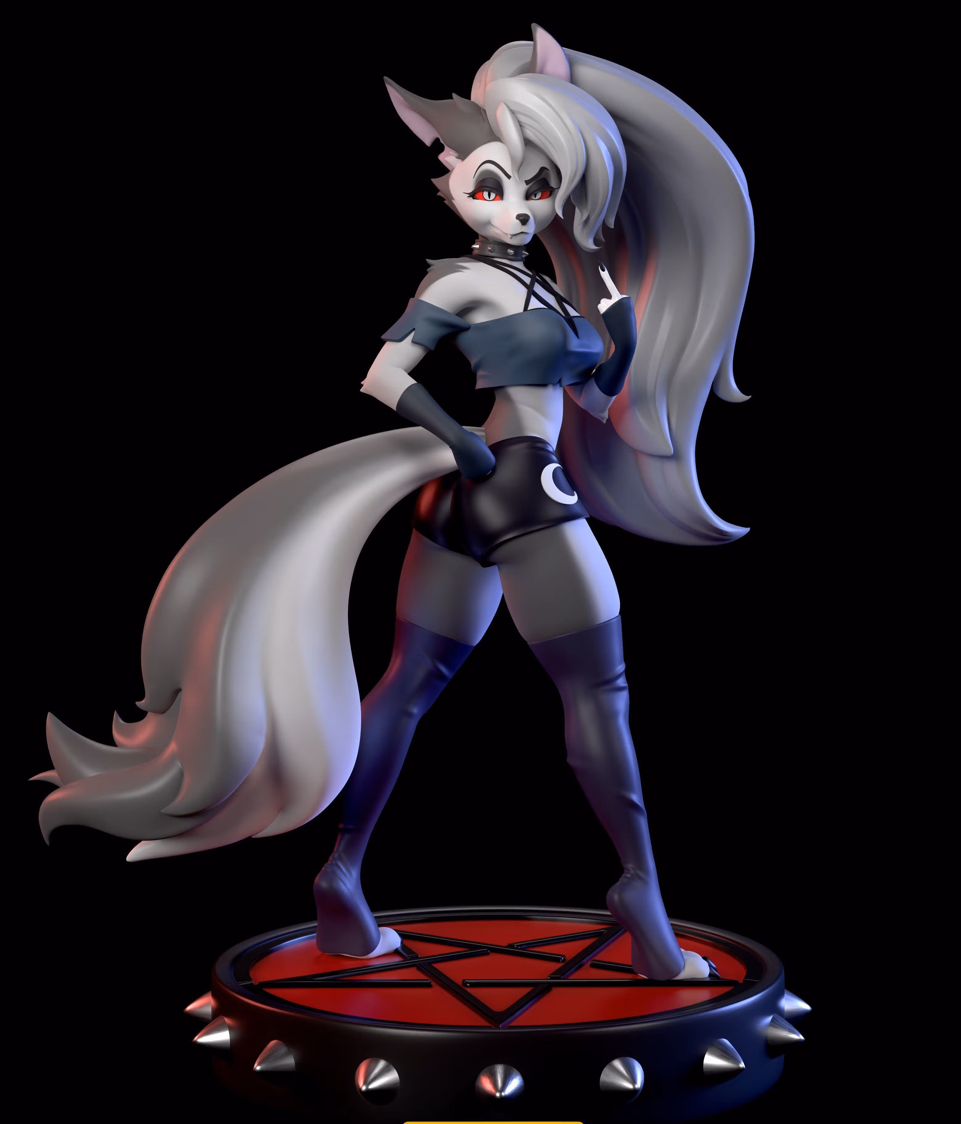Loona Statue | Helluva Boss Fan Art by Azaak3d SFW,NSFW 3d printed statue,3d printed,nsfw statue,furry statue,loona statue,Helluva Boss Statue
