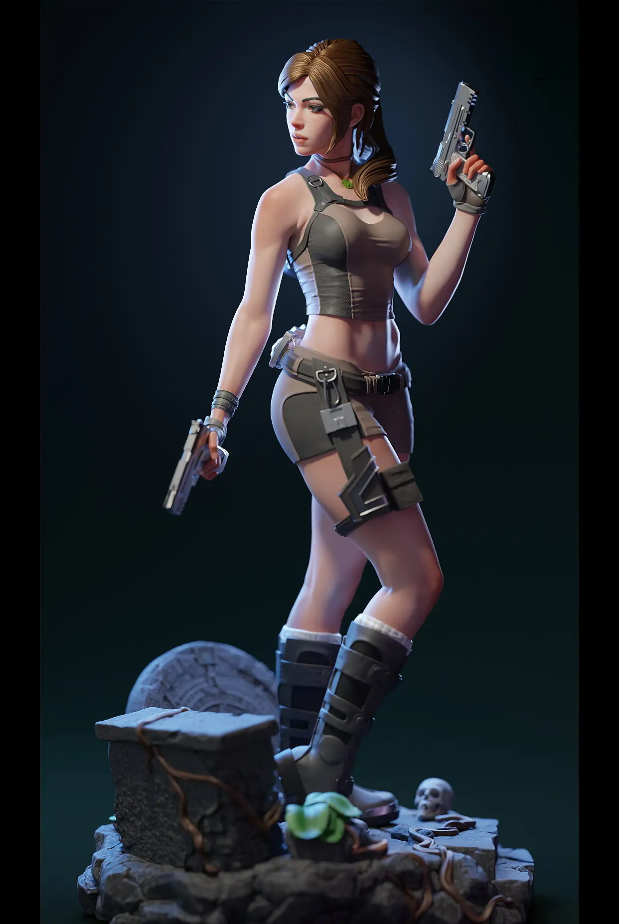 Lara Croft v2 Statue | Tomb Raider Fan Art by E.S Monster SFW,NSFW 3d printed,3d printed statue,Lara Croft Statue ,nsfw statue,Tomb Raider statue ,3d printed figure