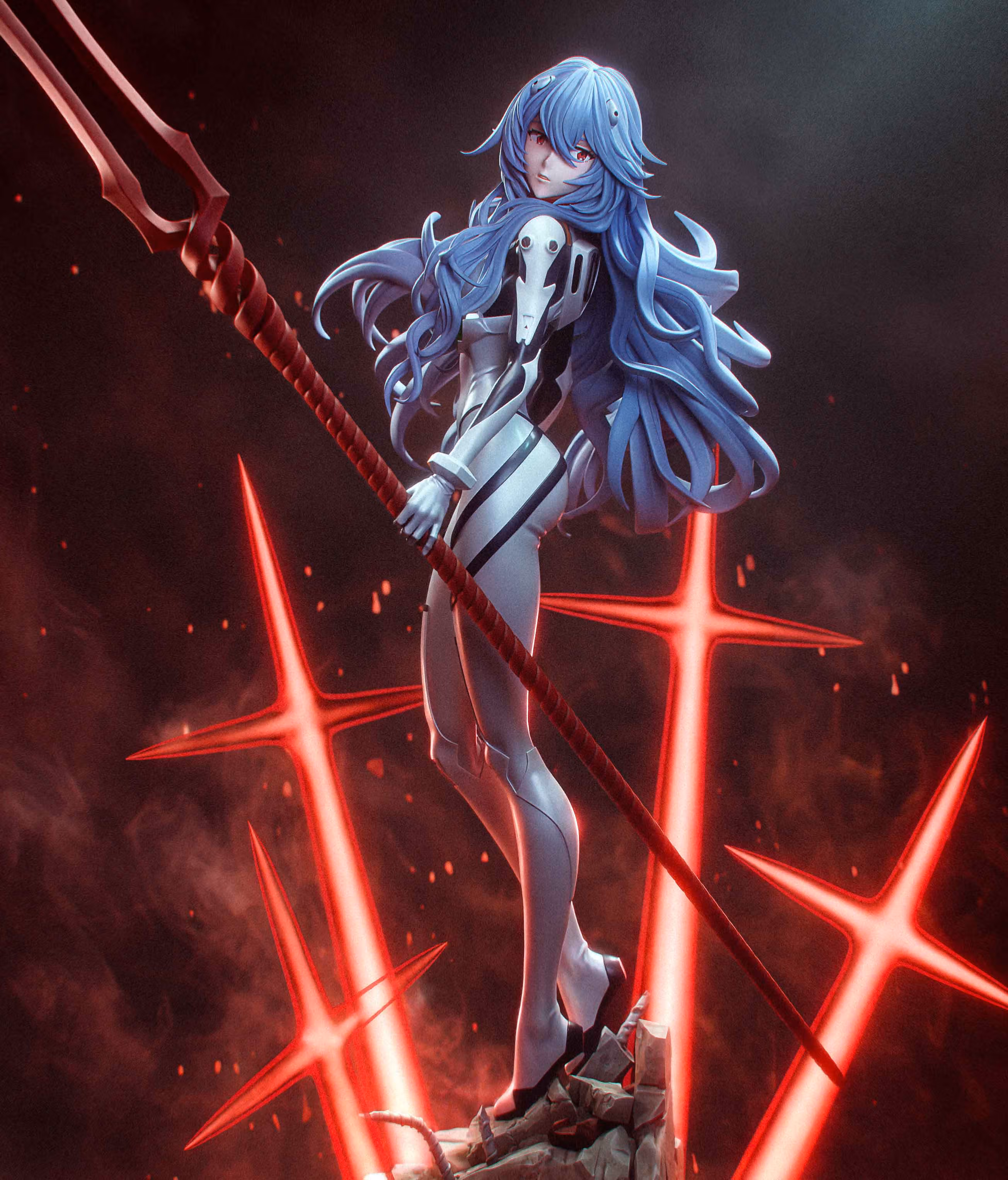 Ayanami Rei Statue | Evangelion Fan Art by Bulkamancer SFW 3d printed statue,3d printed,Ayanami Rei Statue,3d printed figure,Evangelion statue