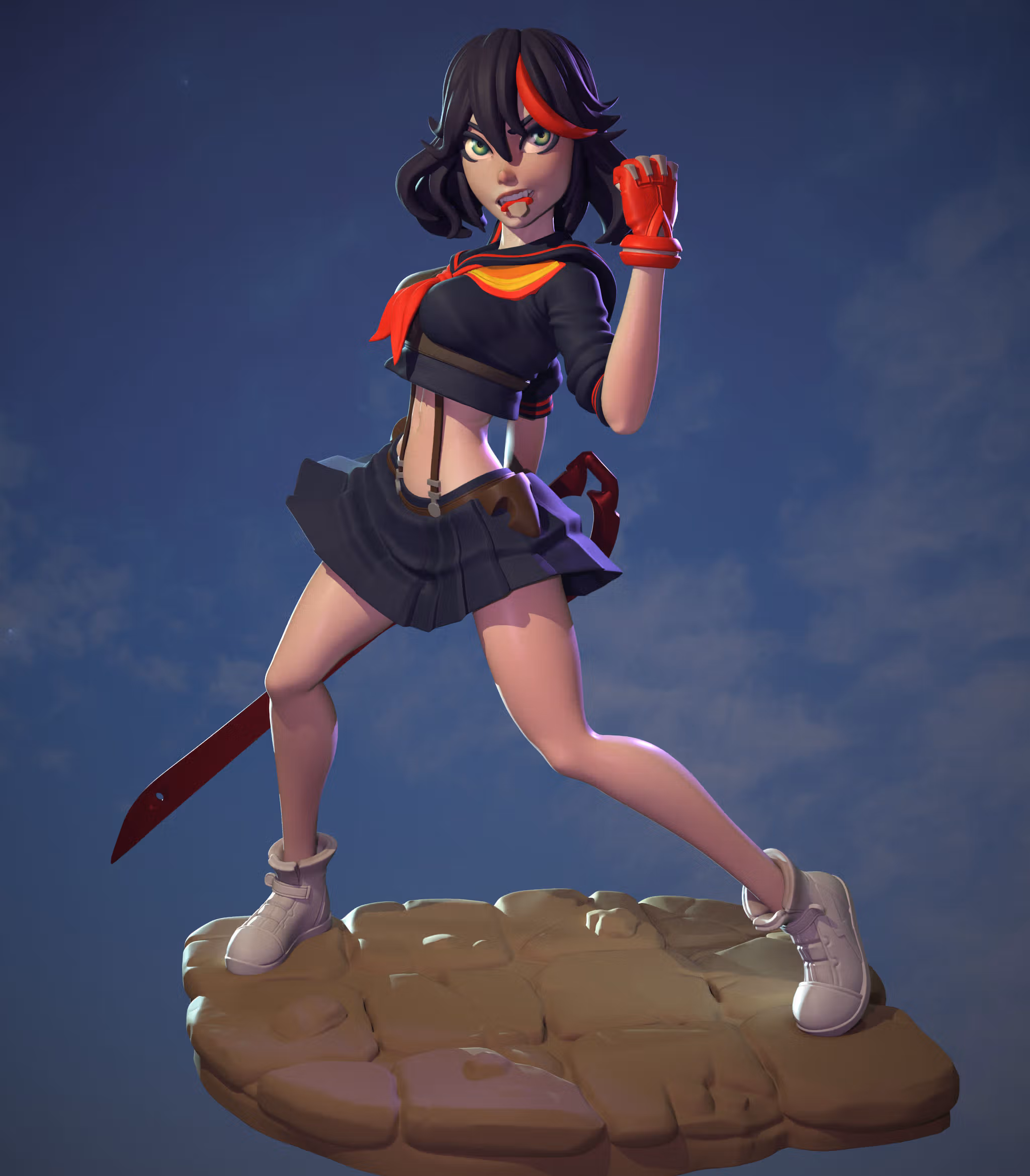 Statua Ryuko Matoi | Kill La Kill Fan art di Dinamuuu3d SFW,NSFW 3d printed statue,3d printed,Kill La Kill Statue ,3d printed figure,nsfw statue,Ryuko Matoi Statue 